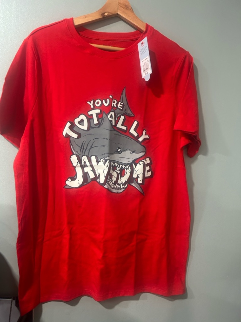 Case pack sale (6) Red 'You're Totally Jawesome' Shark Graphic Kids Tee